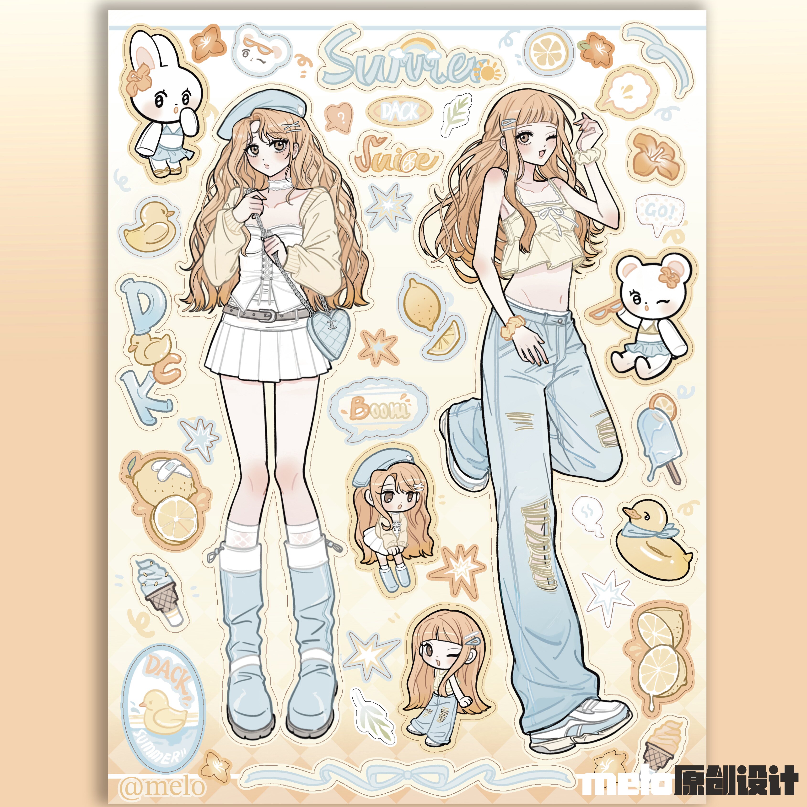 thumbnail for Melo original sticker characters, orange soda, goo card, DIY material decoration