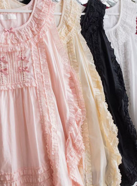 【现货】MONOGIRL[春日花蕾]狗牙边 全棉布罩裙 田园风lolita搭配