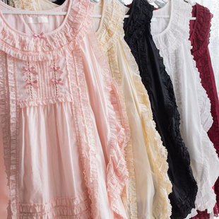 【现货】MONOGIRL[春日花蕾]狗牙边 全棉布罩裙 田园风lolita搭配