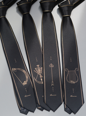 【霖悦君】聆听者原创JK/DK领带女制服衬衫百搭学院风提花黑色男