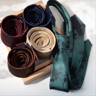 花纹领带复古休闲高级感手打结西装衬衫男女配饰国风年轻百搭文艺