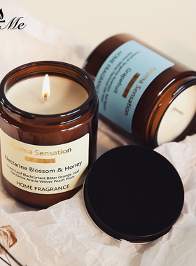 BYME大豆蜡黑盖茶色香氛蜡烛无烟家居香薰蜡烛情人节小礼品蜡烛