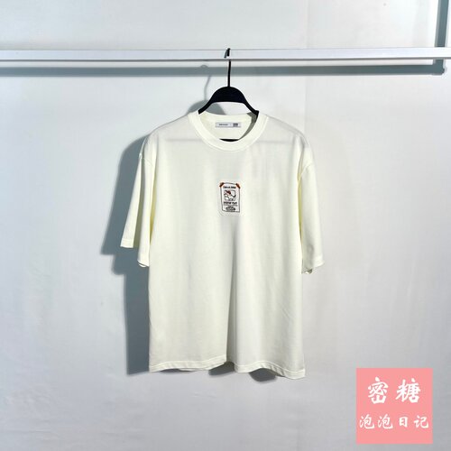 太平鸟男装小狗刺绣短袖T恤