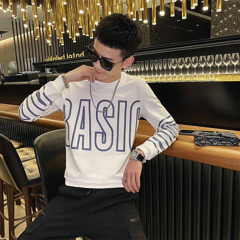 2026春秋季新款精神小伙男士卫衣潮流修身打底衫C203-5201P58控78，男装T恤，电商C208