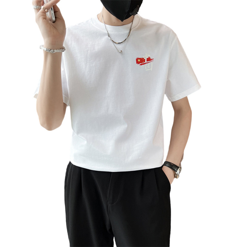 社会小伙夏季男士潮流印花短袖t恤纯棉圆领半袖体恤C203-8860-P38,男装T恤,电商C208