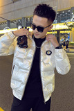 精神小伙修身亮面棉衣青年外穿活力棉服潮男外套上衣男1076P118，男装棉衣，电商C208