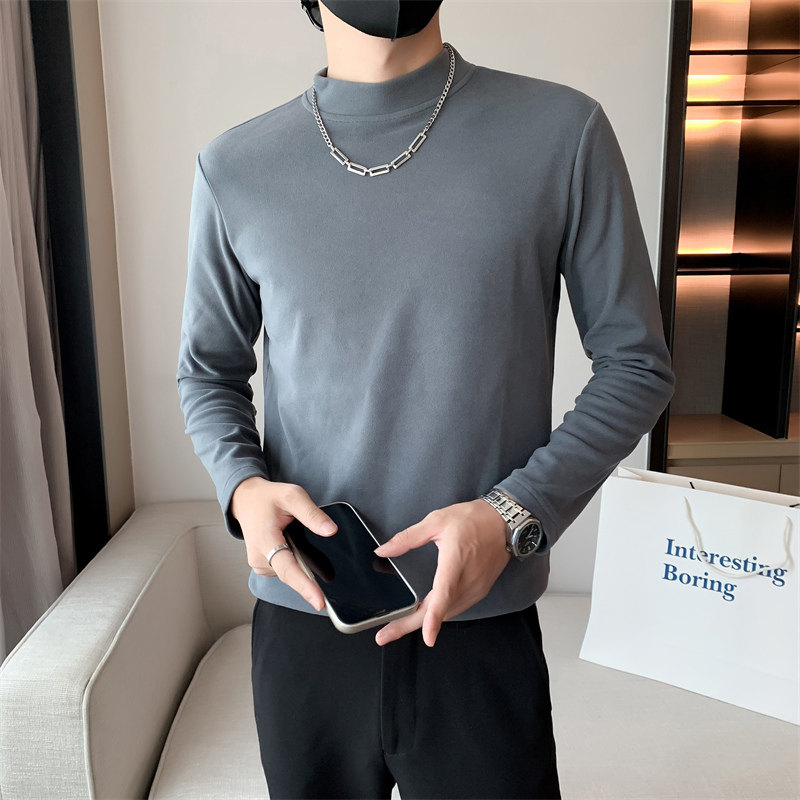 2025秋冬季男士新款纯色卫衣韩版修身百搭长袖打底衫C203-8833P48，男装T恤，电商C208