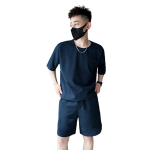 精神小伙夏季男士短袖短裤两件套潮牌休闲纯色套装C208-8882-P88图片