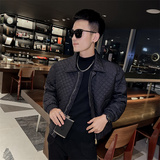 潮版男生冬季羽绒棉服时尚流行格子棉衣男棒球服棉衣菱形1060P88，男装棉衣，电商C208