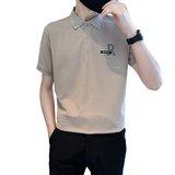 精神小伙夏季男士翻领polo衫短袖条纹修身t恤男C208-8876-特P48，男装T恤，电商C208