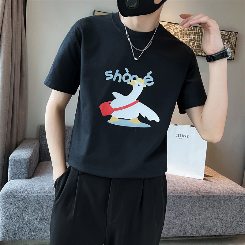 精神小伙夏季男士短袖t恤时尚潮流半袖纯棉印花体恤C203-8859-P38,男装T恤,电商C208