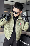 菱形格棉衣男冬季2025新款夹克棉服男款韩版潮流外套1066-P98，男装夹克，电商C208
