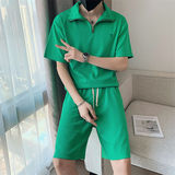 精神小伙夏季青年男生短袖短裤套装时尚休闲两件套C203-6695-P88，男装牛仔裤，电商C208