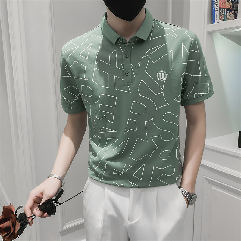 2026夏季新款男士短袖印花Polo衫帅气百搭薄款t恤男C203-5218-P48,男装T恤,电商C208