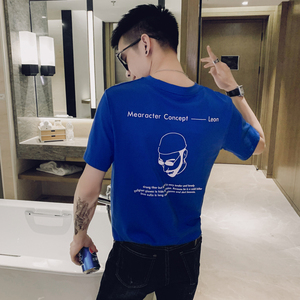 社会小伙网红款修身短袖针织衫夏季潮牌T恤男C203-22035-P38-控58图片