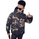 社会小伙冬季男士迷彩连帽棉衣加厚保暖休闲外套C203-055-特P100，男装棉衣，电商C208