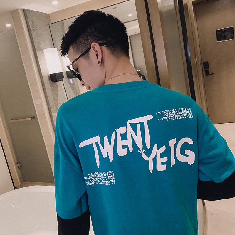 社会小伙春秋季修身卫衣男袖子拼色假两件外套C203-Y1808-P60控88，女装短外套，电商C208