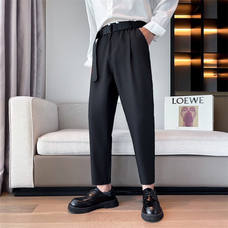 社会小伙春夏季男士黑色直筒休闲裤时尚百搭薄款西裤C203-6705P58，男装西裤，电商C208