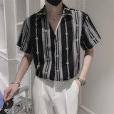 2026夏季男士短袖花衬衣精神小伙时尚潮流半袖上衣C203-8810-P58，男装T恤，电商C208