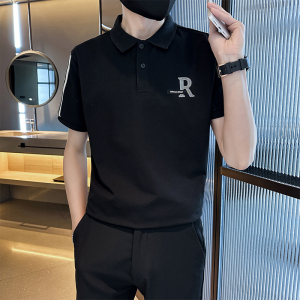 精神小伙夏季男士翻领polo衫短袖条纹修身t恤男C208-8876-特P48图片