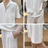 2025夏季新款男士白色套装轻熟风短袖短裤两件套C208-8874-P88，男装牛仔裤，电商C208