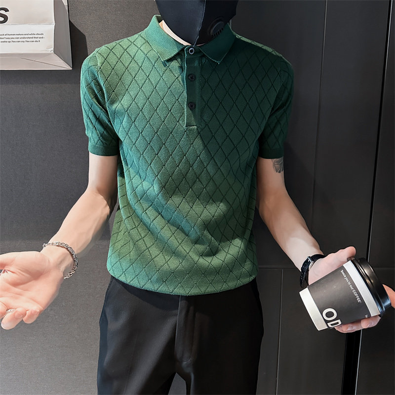 社会小伙夏季男士短袖t恤纯色修身潮流翻领polo衫C203-8868-特P48,男装T恤,电商C208