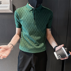 社会小伙夏季男士短袖t恤纯色修身潮流翻领polo衫C203-8868-特P48图片
