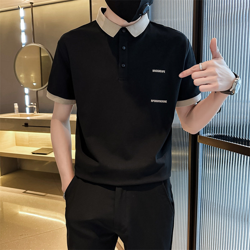 社会小伙夏季男士短袖t恤潮牌翻领polo衫半袖体恤C203-8865-特P48,男装T恤,电商C208