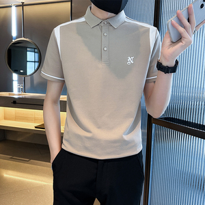 精神小伙夏季男士半袖翻领polo衫短袖帅气潮牌t恤C208-8877-特P48图片