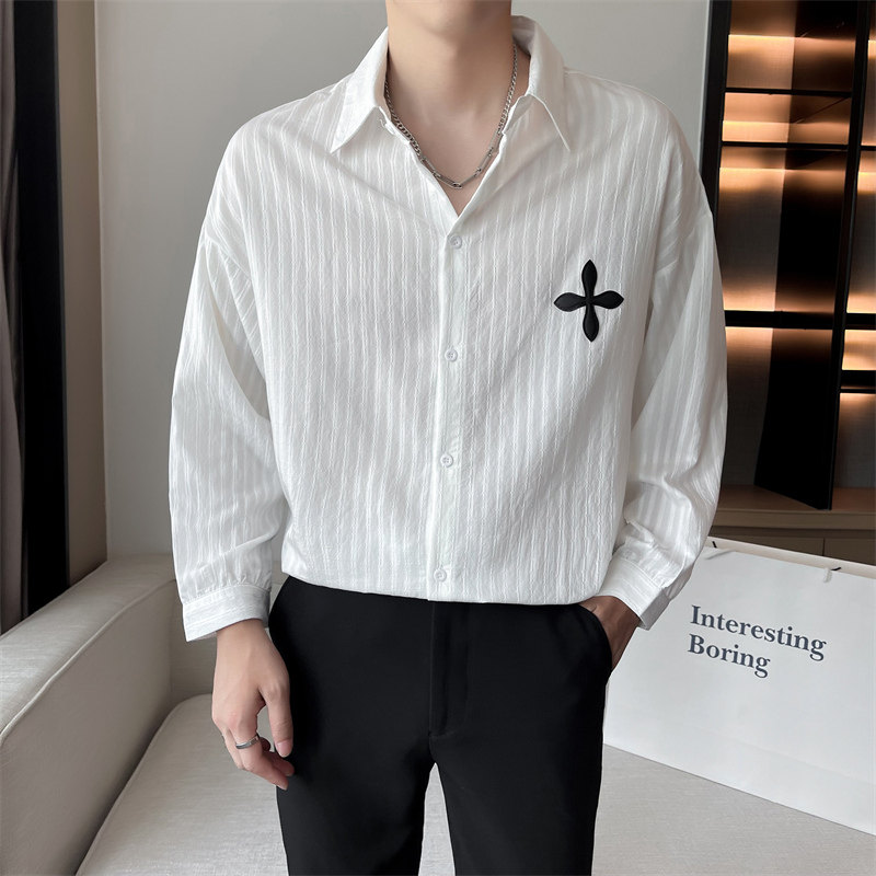 社会小伙春秋季青年男士休闲衬衫时尚潮流条纹衬衣C203-8834-P58，男装衬衫，电商C208