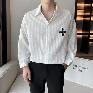 社会小伙春秋季青年男士休闲衬衫时尚潮流条纹衬衣C203-8834-P58，男装衬衫，电商C208