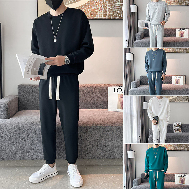 精神小伙秋冬季青年男士纯色休闲套装卫衣卫裤两件套C203-6723P88，男装休闲裤，电商C208