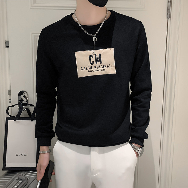 社会小伙春季男士圆领套头卫衣刺绣修身上衣C203-5060-P4868,男装卫衣,电商C208