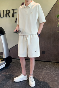 社会小伙夏季男士纯色套装短袖短裤时尚潮牌两件套C208-8883-P88图片