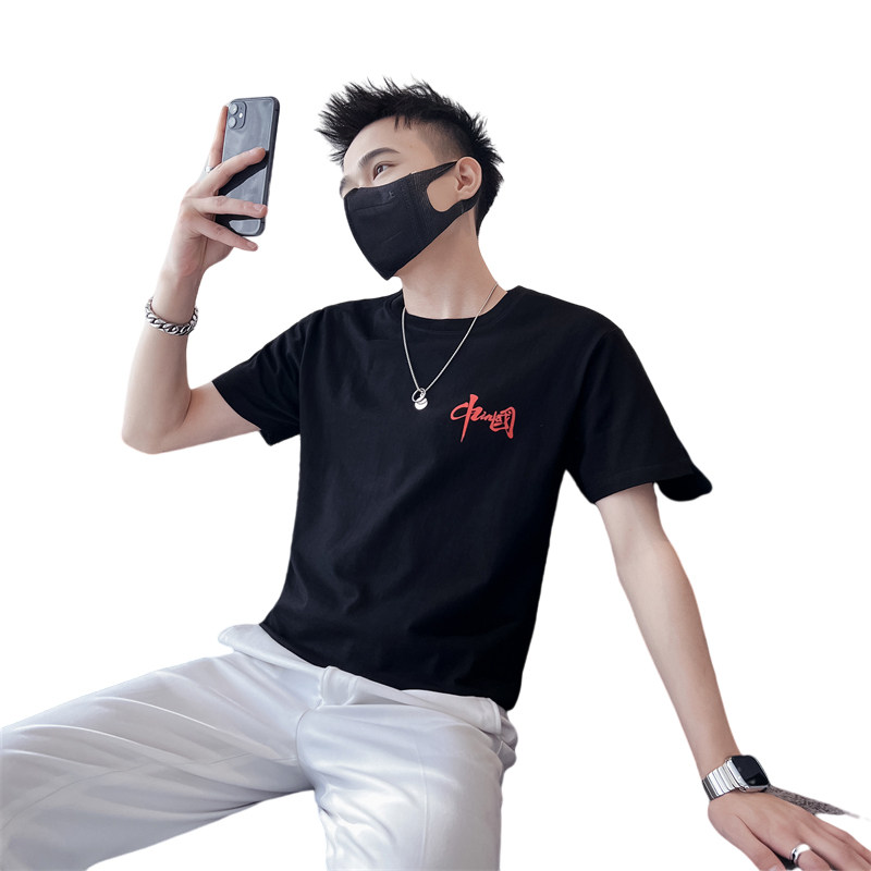 精神小伙短袖圆领T恤2025夏季新款印花男士体恤C203-8831-P38,男装T恤,电商C208