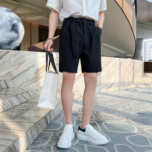 社会小伙夏季男生流行短裤通勤高腰纯色休闲裤C203-6692-P58控78图片