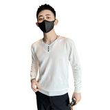 青少年学生鸡心领纯色针织衫韩版修身套头男士白色毛衣C203-8847，男装针织衫/毛衣，电商C208
