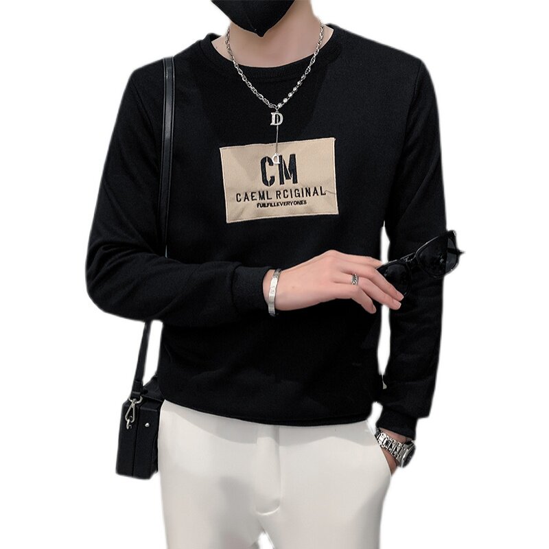 社会小伙春季男士圆领套头卫衣刺绣修身上衣C203-5060-P4868,男装卫衣,电商C208