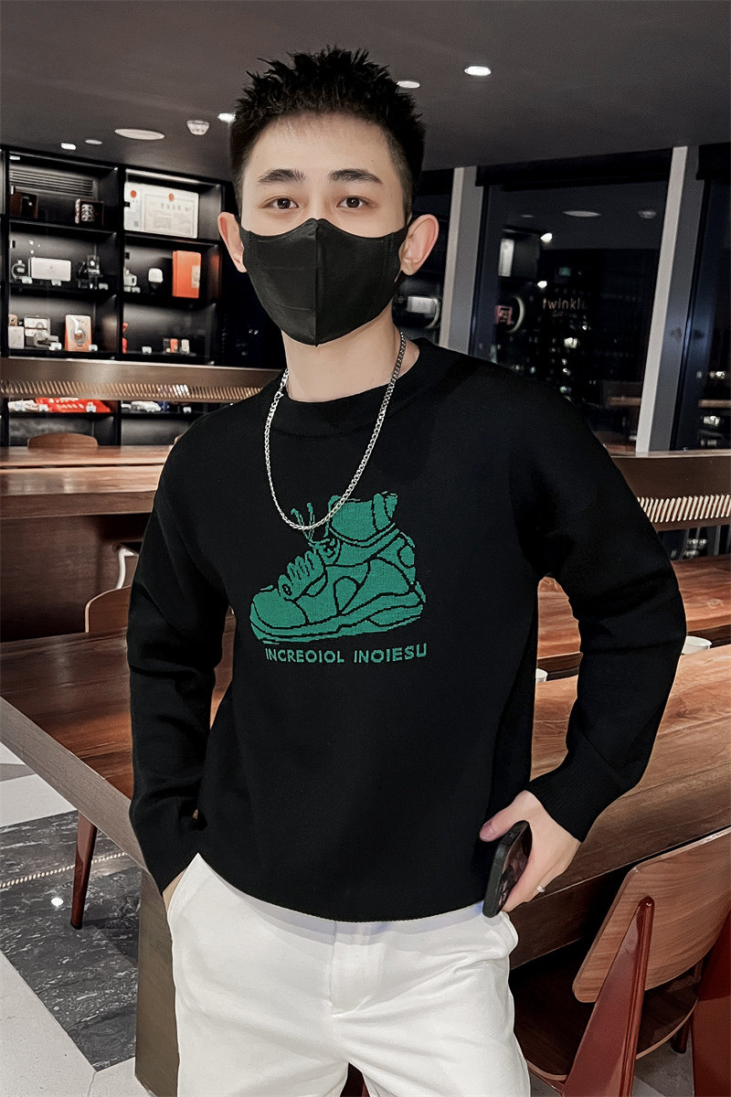 社会小伙冬季男士圆领针织衫时尚潮流修身提花毛衣男C203-8842P68,男装针织衫/毛衣,电商C208