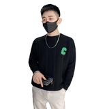 2025冬季新款男士潮牌毛衣圆领套头黑色休闲针织衫C203-8840-P68，男装针织衫/毛衣，电商C208
