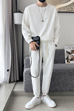 秋冬季青年男士纯色套头卫衣白色束脚卫裤店主风套装C203-6723P88，男装休闲裤，电商C208