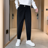 社会小伙冬季男士休闲裤直筒潮流百搭呢子西裤C203-6726-P68控98，男装西裤，电商C208