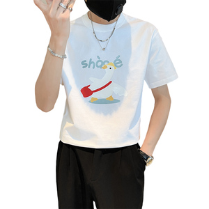 精神小伙夏季男士短袖t恤时尚潮流半袖纯棉印花体恤C203-8859-P38图片