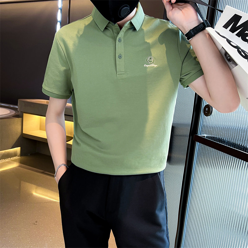 青少年男生夏季短袖T恤个性刺绣翻领体恤半袖打底衫C203-8853-P58,男装T恤,电商C208