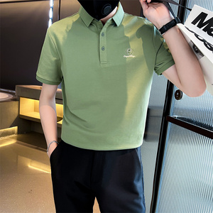 青少年男生夏季短袖T恤个性刺绣翻领体恤半袖打底衫C203-8853-P58图片