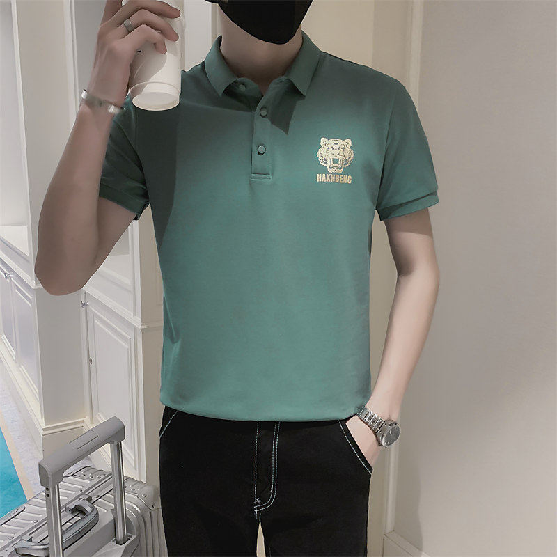 2026夏季新款短袖翻领Polo衫时尚休闲潮流印花T恤男C203-8803-P58图片