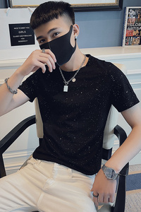 社会小伙夏季短袖T恤青年男生圆领破洞针织衫C203-5275-P38控58图片