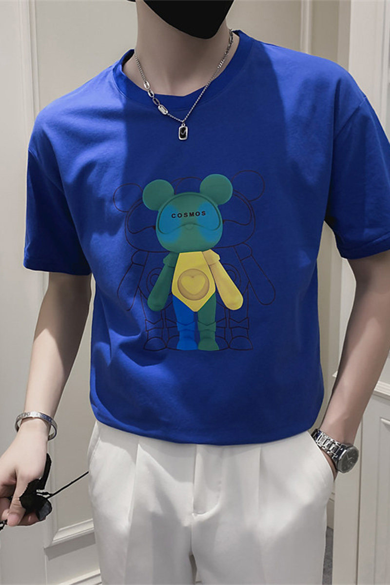 社会小伙夏季青少年短袖t恤男卡通印花圆领休闲体恤C203-8825-P38,男装T恤,电商C208