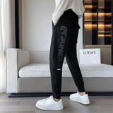 2025冬季男士新款印花卫裤黑色束脚刺绣休闲长裤男C203-6721-P68，男装休闲裤，电商C208