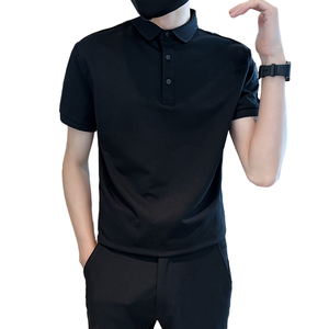 精神小伙夏季男士翻领polo衫时尚潮牌黑色短袖t恤C208-8878-特P45图片